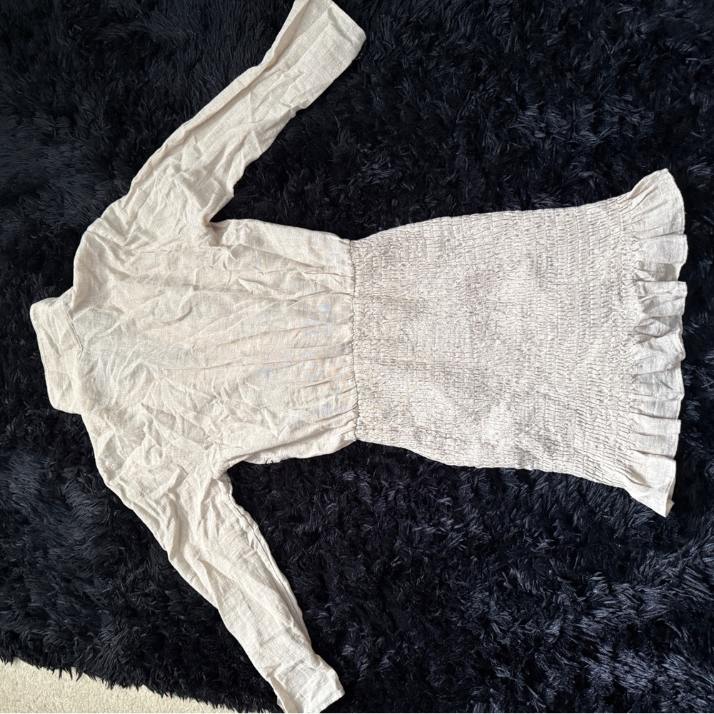 NEW Zara Linen Dress with Ruffle Hem - Picture 8 of 9